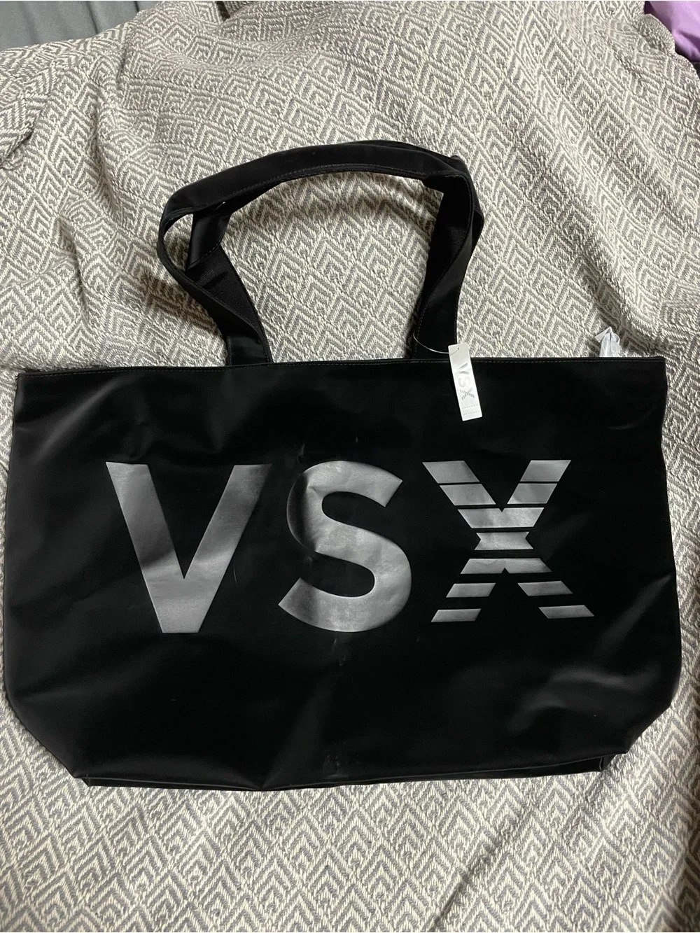Victoria's Secret Black Tote with Silver VSX Logo